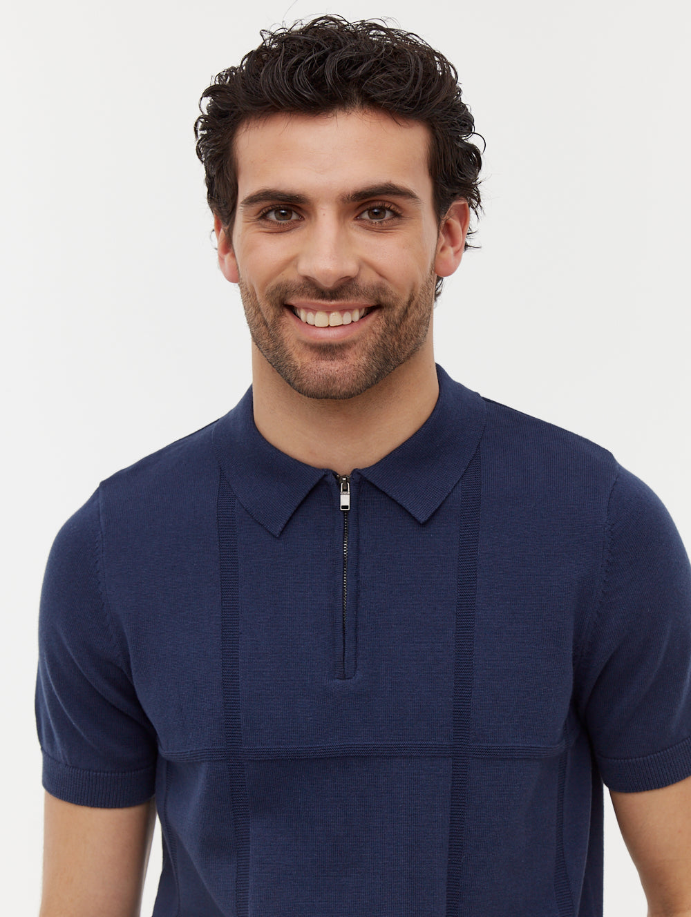 Navaro Grid Pattern Polo Shirt