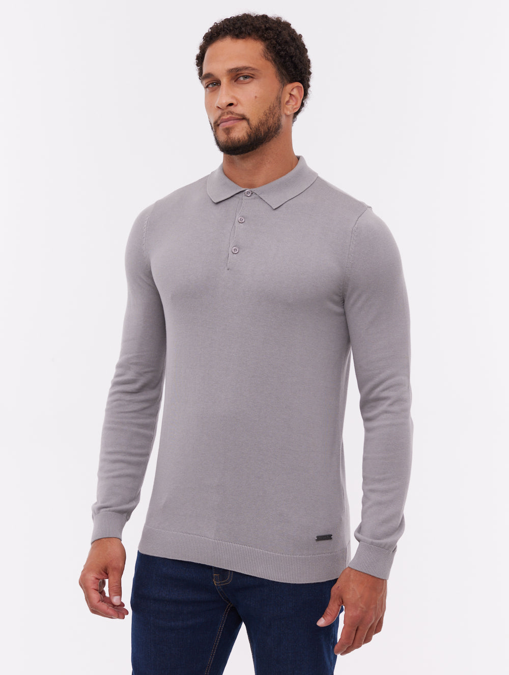 Pollos Long-Sleeve Polo Shirt - Grey